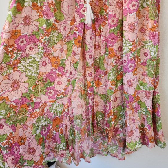 Revolve House of Harlow 1960 Button Front Maxi Floral Skirt S Tassel Hi-Low,Boho - Picture 10 of 16